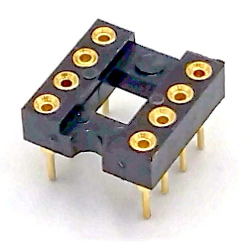 ArduEZtw Gold-Plated 20 pcs DIP-8 IC Round Hole Socket Adaptor 2.54mm Pitch 7.6 Row Pitch 2 Row 8 Round Pins Soldering (DIP-8 pins) - Image 2